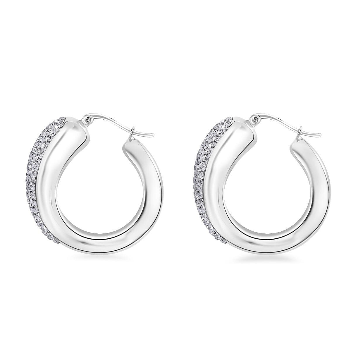 Austrian Crystal Huggie Earrings in Sterling Silver