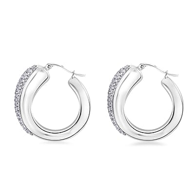 Austrian Crystal Huggie Earrings in Sterling Silver