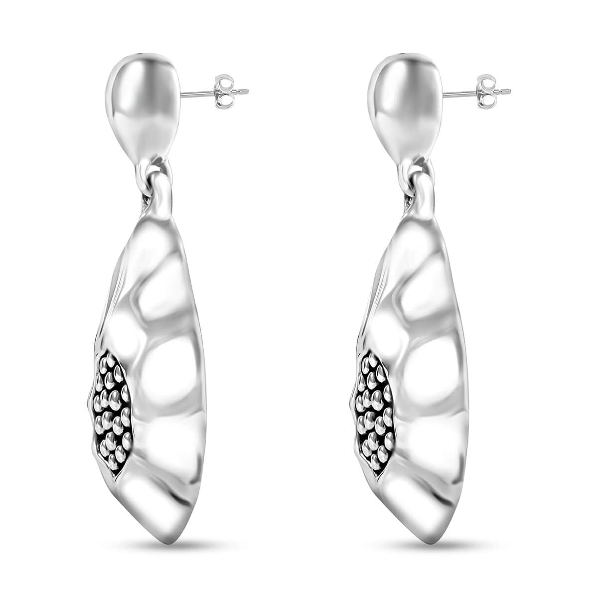 Sterling Silver Floral Drop Earrings 10.80 Grams image number 2