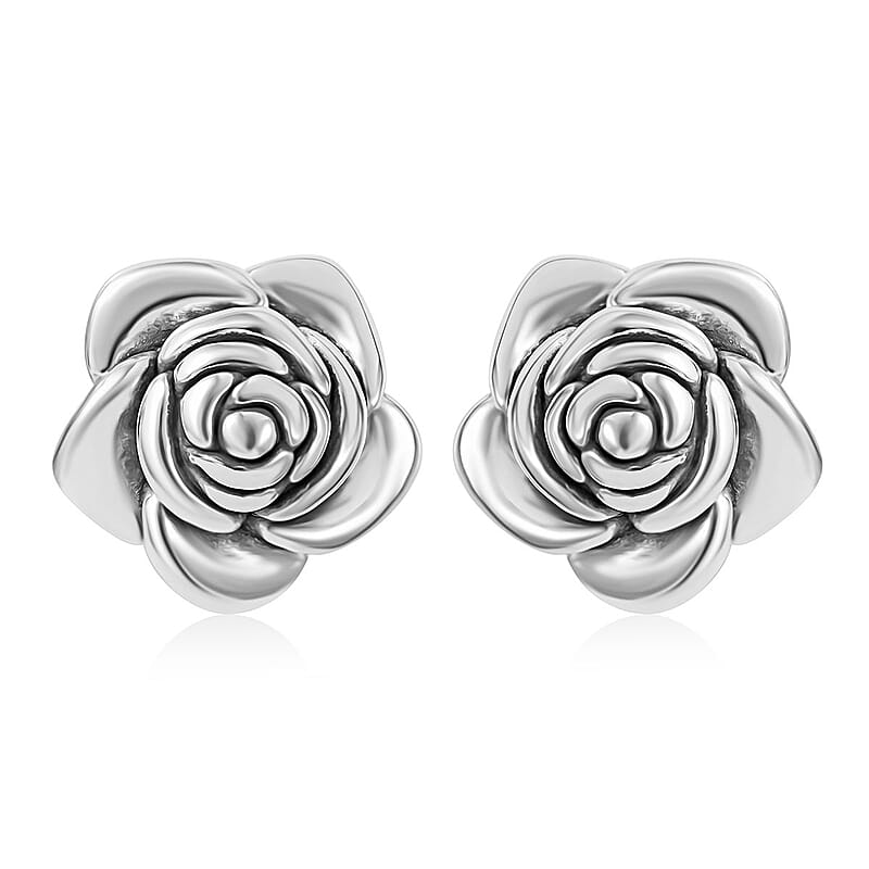 Sterling Silver Rose Flower Earrings 6.70 Grams