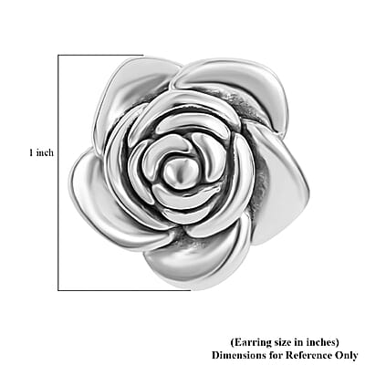 Sterling Silver Rose Flower Earrings 6.70 Grams