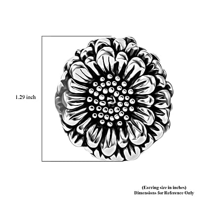 Sterling Silver Sunflower Earrings 15.25 Grams