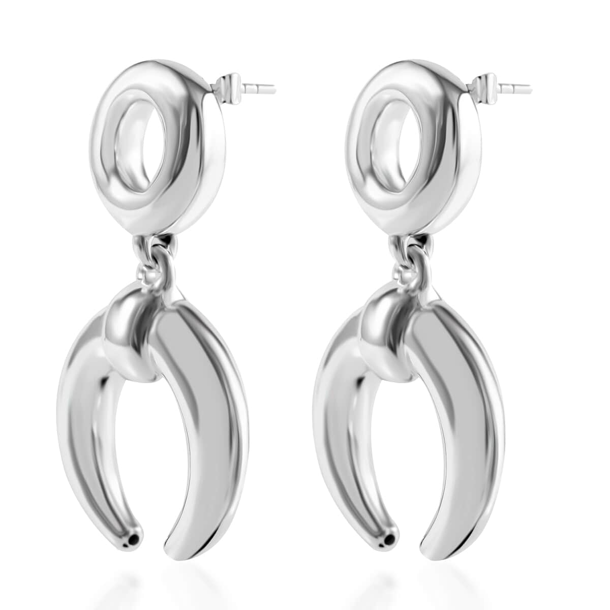 Sterling Silver Crescent Moon Earrings 8 Grams image number 2