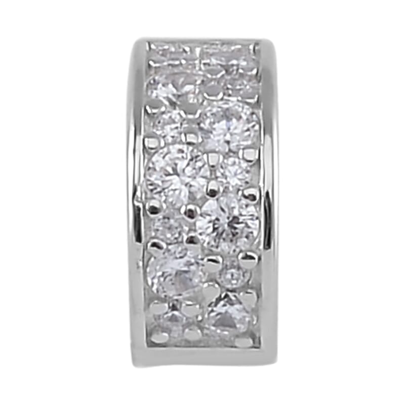 Simulated Diamond Old Oxide Charm in Rhodium Over Sterling Silver