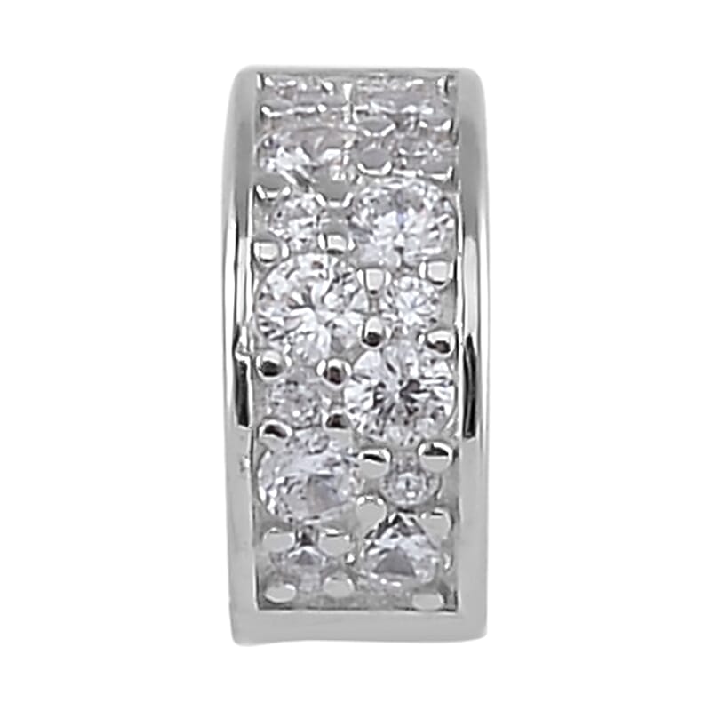 Simulated Diamond Old Oxide Charm in Rhodium Over Sterling Silver