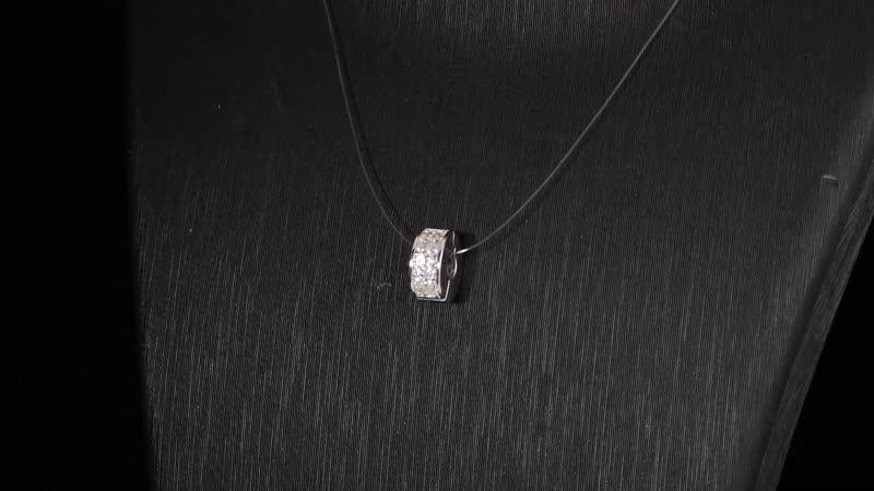 Simulated Diamond Old Oxide Charm in Rhodium Over Sterling Silver