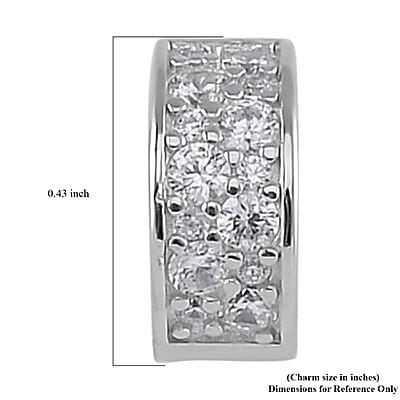 Simulated Diamond Old Oxide Charm in Rhodium Over Sterling Silver