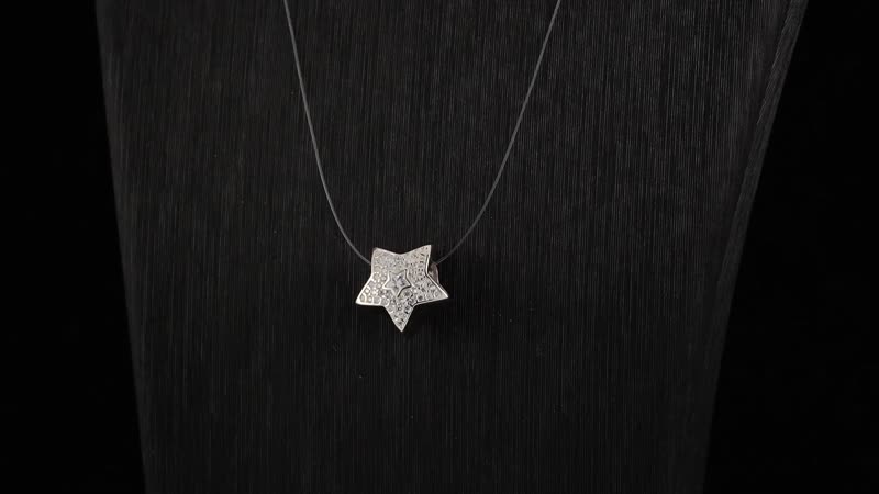 Simulated Diamond Studded with Stars Charm in Rhodium Over Sterling Silver