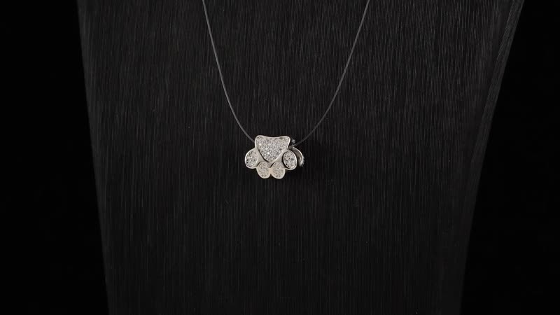 Simulated Diamond Paw Charm in Rhodium Over Sterling Silver
