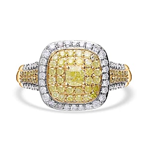 Luxoro 10K Yellow Gold Natural Yellow and Diamond I1-I2 Ring (Size 6.5) 1.00 ctw