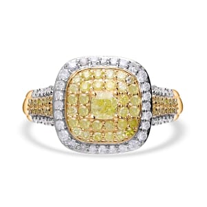 Luxoro 10K Yellow Gold Natural Yellow and Diamond (I1-I2) Ring (Size 6.0) 1.00 ctw