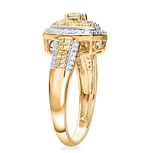 Luxoro 10K Yellow Gold Natural Yellow and Diamond I1-I2 Ring (Size 10.0) 1.00 ctw