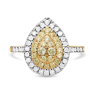 Luxoro 14K Yellow Gold Natural Yellow and White Diamond I2-I3 Ring (Size 6.5) 1.00 ctw
