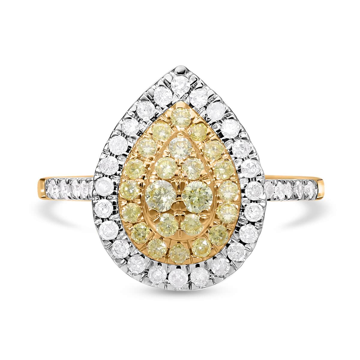 Luxoro 14K Yellow Gold Natural Yellow and White Diamond I2-I3 Ring (Size 7.5) 1.00 ctw image number 0