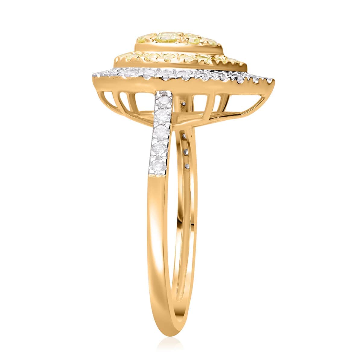 Luxoro 14K Yellow Gold Natural Yellow and White Diamond I2-I3 Ring (Size 7.5) 1.00 ctw image number 3