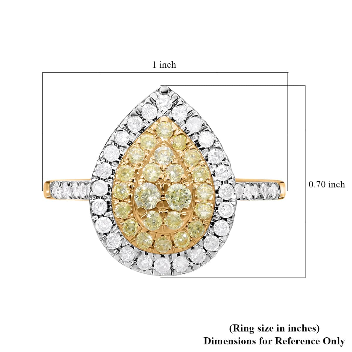 Luxoro 14K Yellow Gold Natural Yellow and White Diamond I2-I3 Ring (Size 7.5) 1.00 ctw image number 5