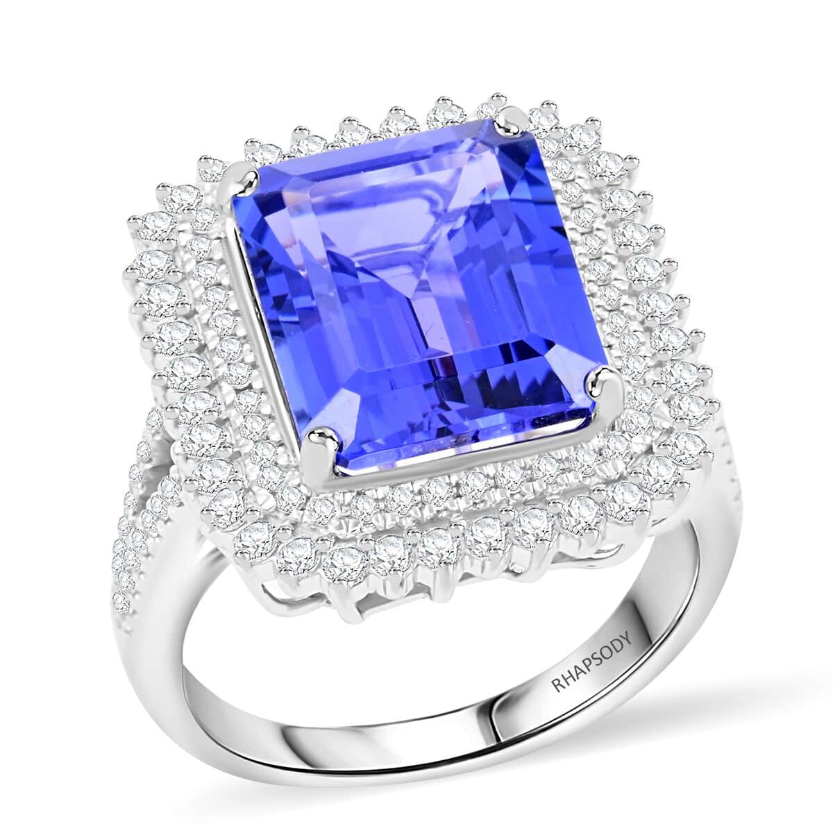 Jubilee Certified & Appraised Rhapsody 950 Platinum AAAA Tanzanite and E-F VS Diamond Ring (Size 10.0) 9.90 Grams 7.60 ctw image number 0