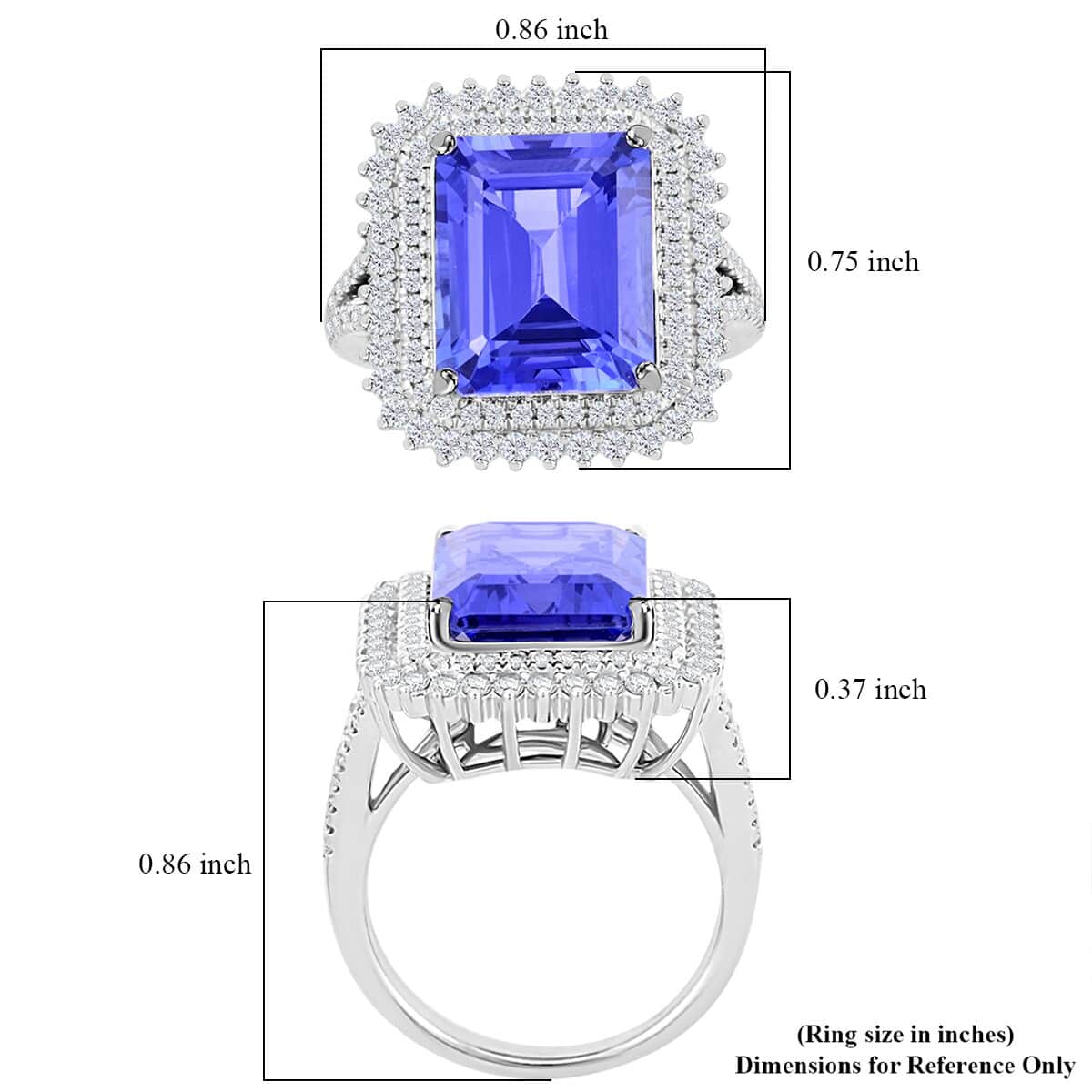 Jubilee Certified & Appraised Rhapsody 950 Platinum AAAA Tanzanite and E-F VS Diamond Ring (Size 10.0) 9.90 Grams 7.60 ctw image number 4
