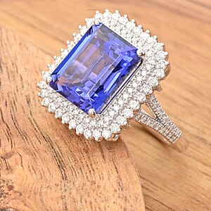 Exclusive Vault Collection Certified & Appraised Rhapsody AAAA Tanzanite and E-F VS Diamond 7.60 ctw Ring in 950 Platinum (Size 6.0) 9.90 Grams
