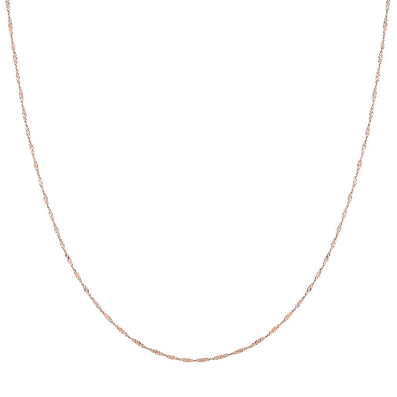 14K Rose Gold Over Sterling Silver Singapore Necklace 24 Inches 2.80 Grams