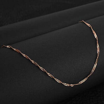 14K Rose Gold Over Sterling Silver Singapore Necklace 24 Inches 2.80 Grams