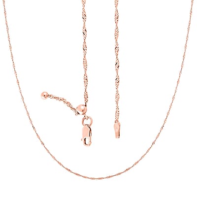 14K Rose Gold Over Sterling Silver Singapore Necklace 24 Inches 2.80 Grams