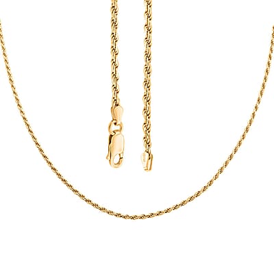14K Yellow Gold Over Sterling Silver Rope Necklace 24 Inches 2.90 Grams