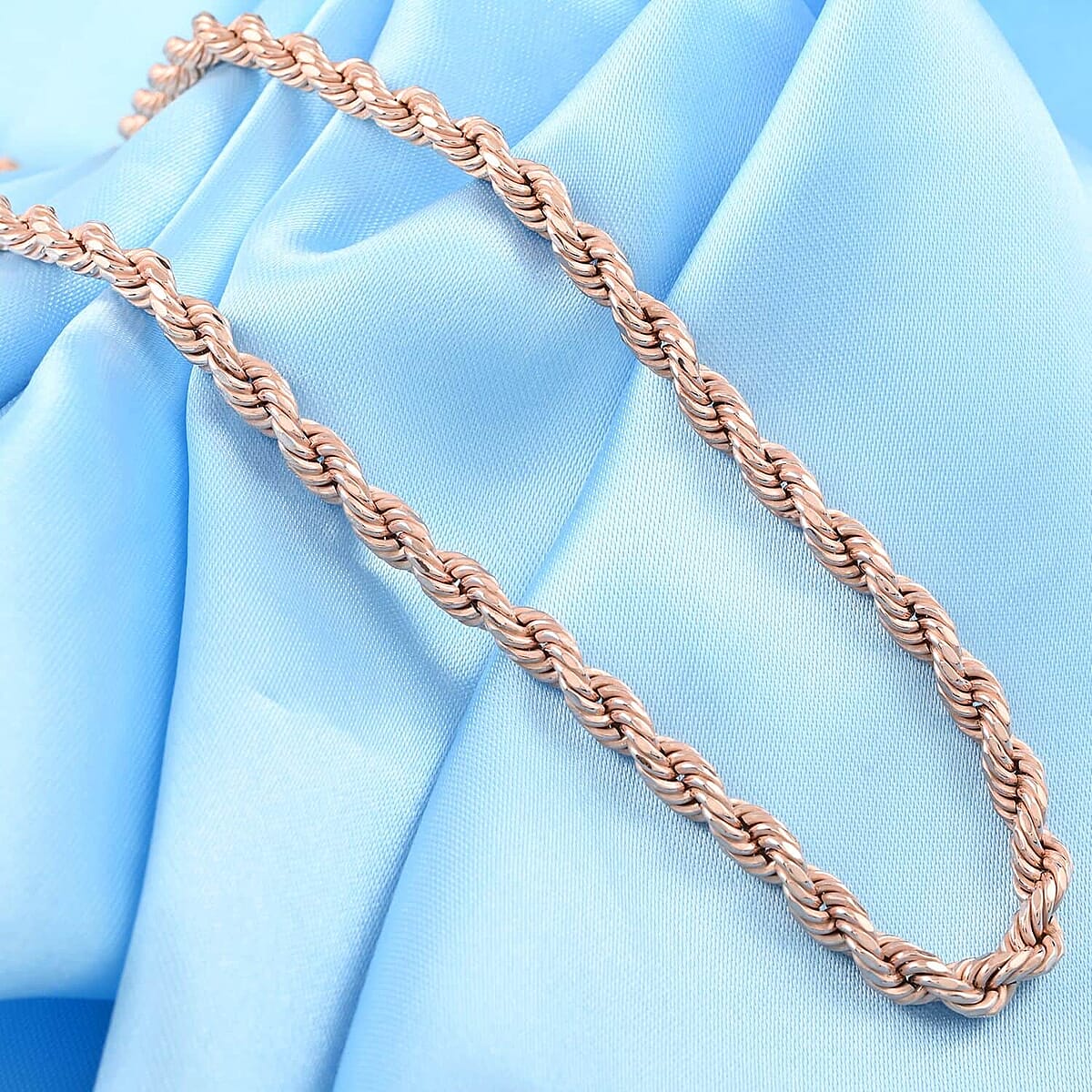 14K Rose Gold Over Sterling Silver Rope Necklace 24 Inches 2.90 Grams image number 1