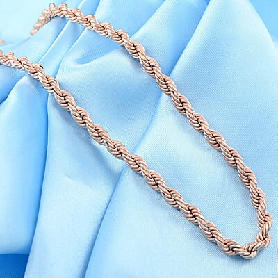 14K Rose Gold Over Sterling Silver Rope Necklace 24 Inches 2.90 Grams