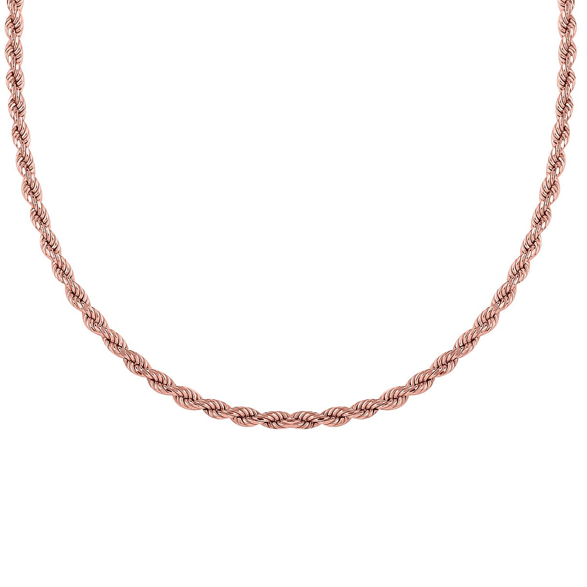 14K Rose Gold Over Sterling Silver Rope Necklace 24 Inches 2.90 Grams image number 3