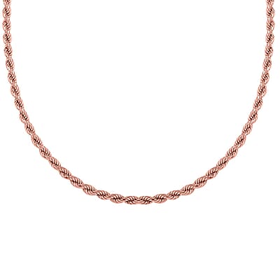 14K Rose Gold Over Sterling Silver Rope Necklace 24 Inches 2.90 Grams