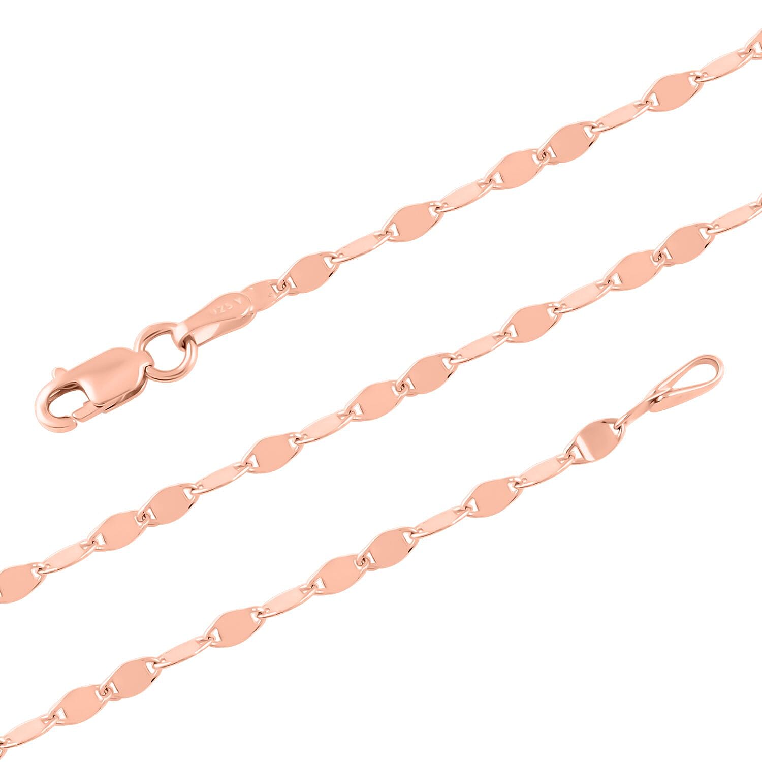 14K Rose Gold Over Sterling Silver Necklace 24 Inches 3.20 Grams