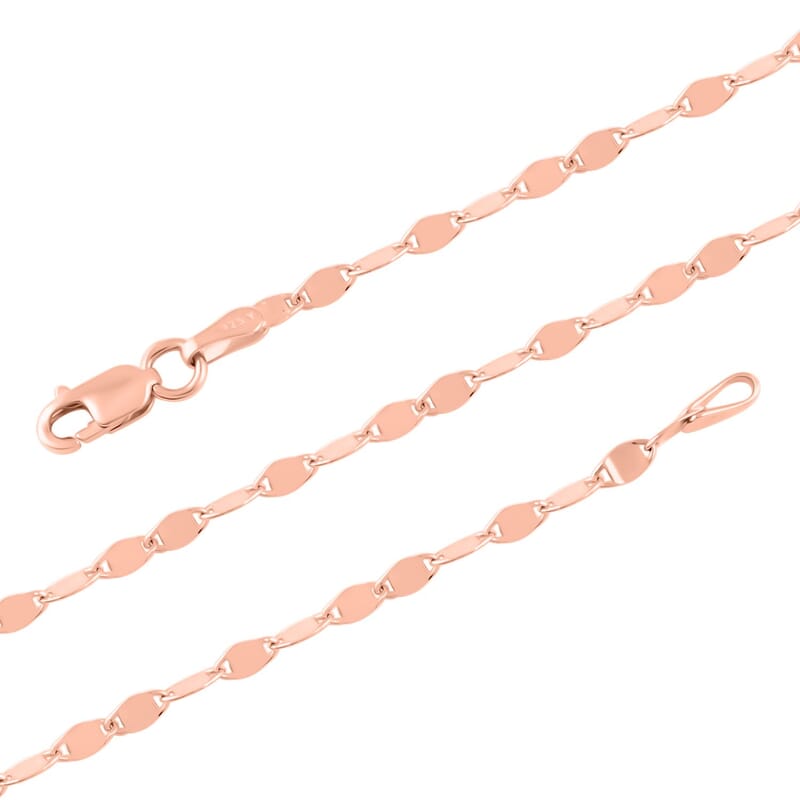 14K Rose Gold Over Sterling Silver Necklace 24 Inches 3.20 Grams