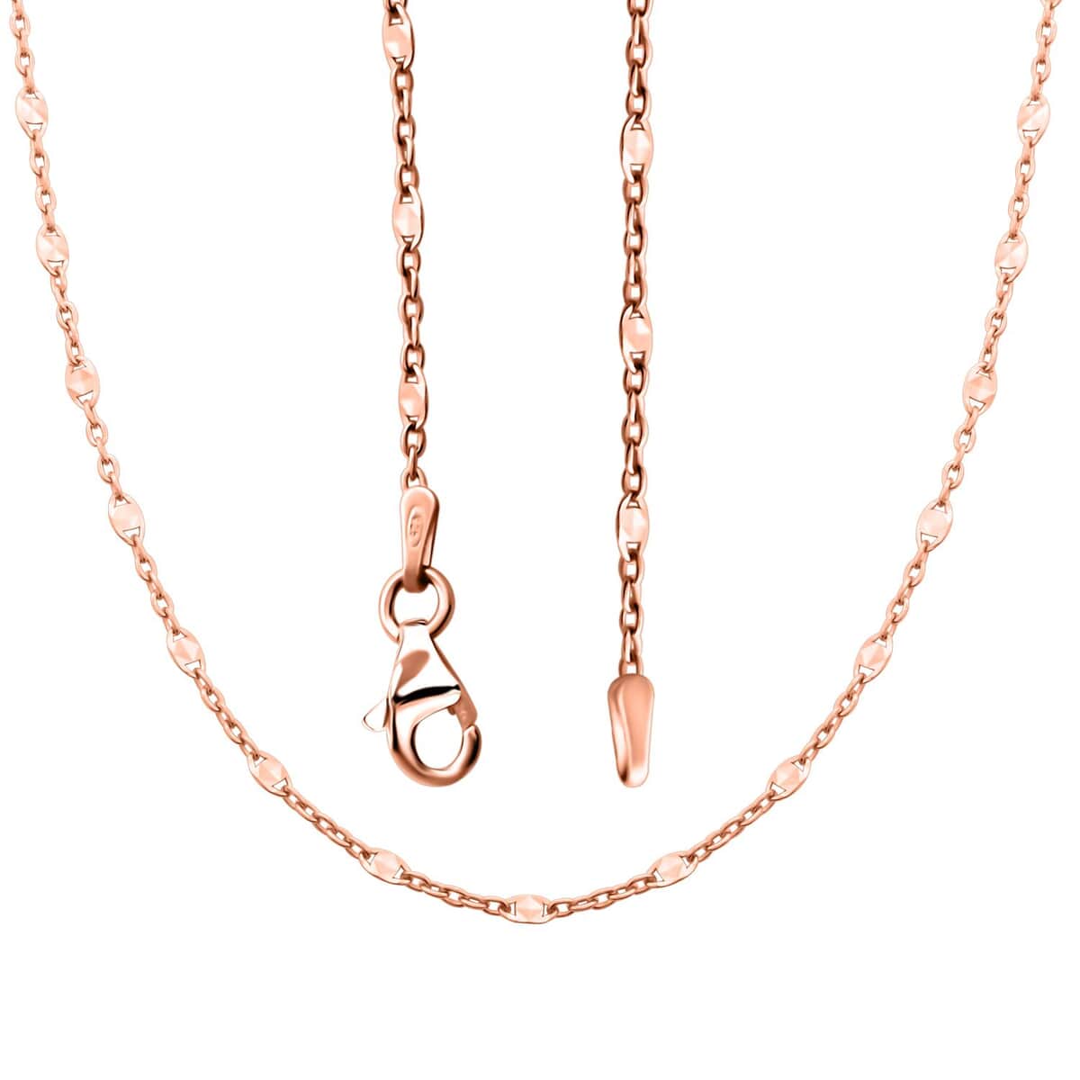 14K Rose Gold Over Sterling Silver Chain Necklace 20 Inches 2.90 Grams image number 3