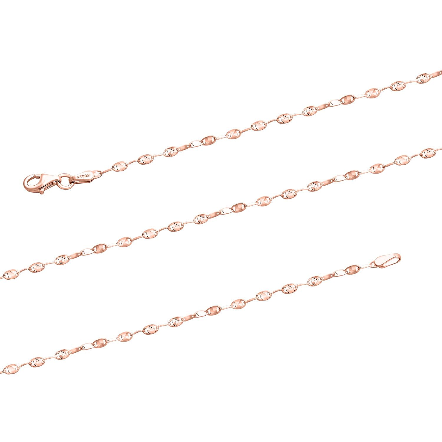 14K Rose Gold Over Sterling Silver Necklace 20 Inches 3.30 Grams