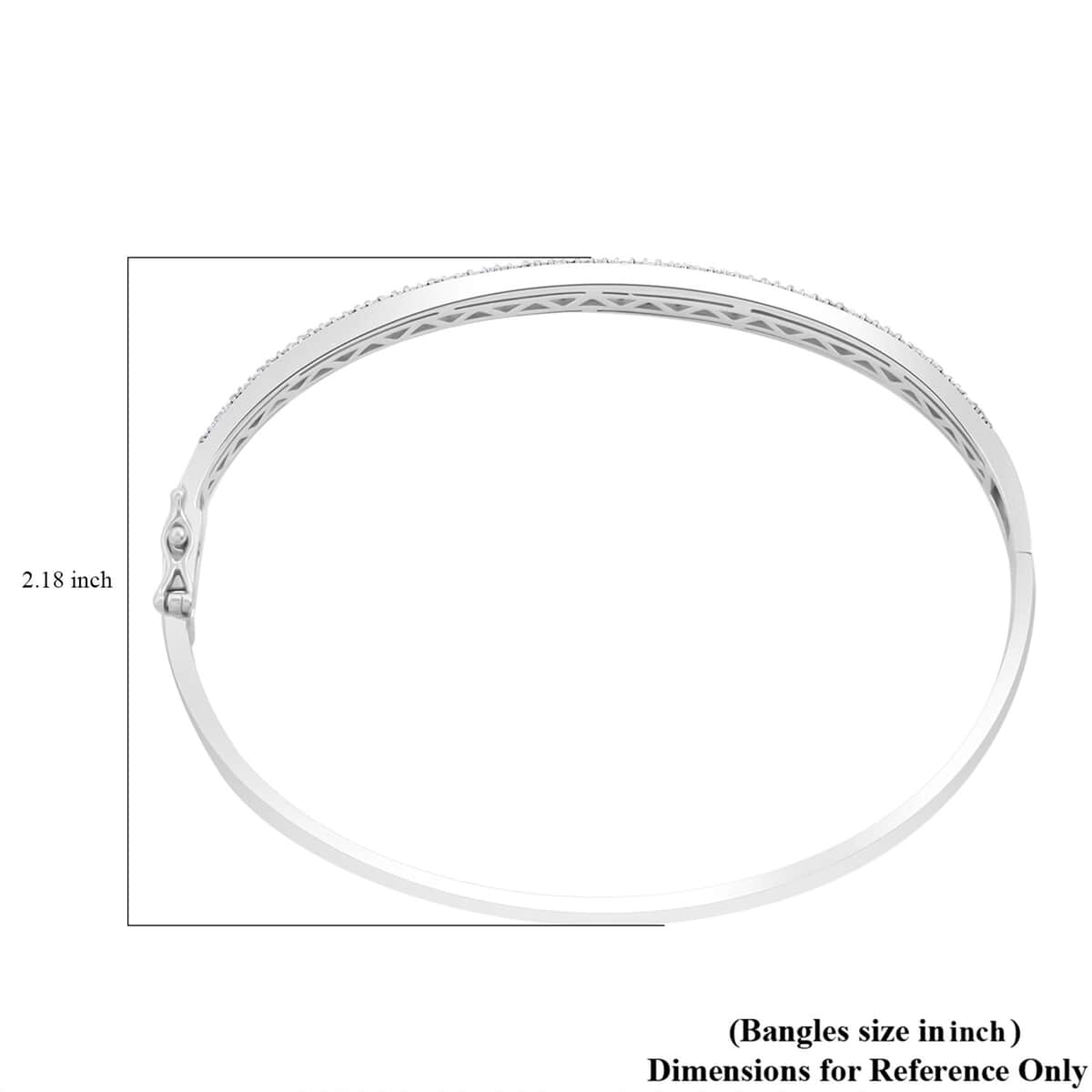 NY Closeout 14K White Gold Diamond Bangle Bracelet (7.25 In) 13 Grams 1.00 ctw image number 3