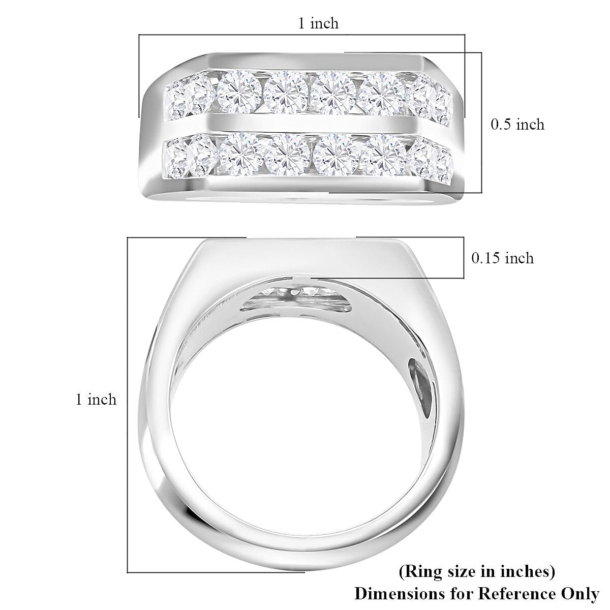 NY Closeout Diamond 2.00 ctw 2 Row Men's Ring in 10K White Gold (Size 10.0) 8 Grams image number 4