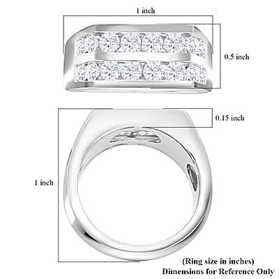 NY Closeout Diamond 2.00 ctw 2 Row Men's Ring in 10K White Gold (Size 10.0) 8 Grams