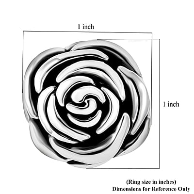 Sterling Silver Rose Flower Ring (Size 10.0) 4 Grams