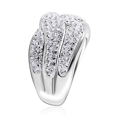 Austrian Crystal Overbridge Ring in Sterling Silver (Size 11.0)