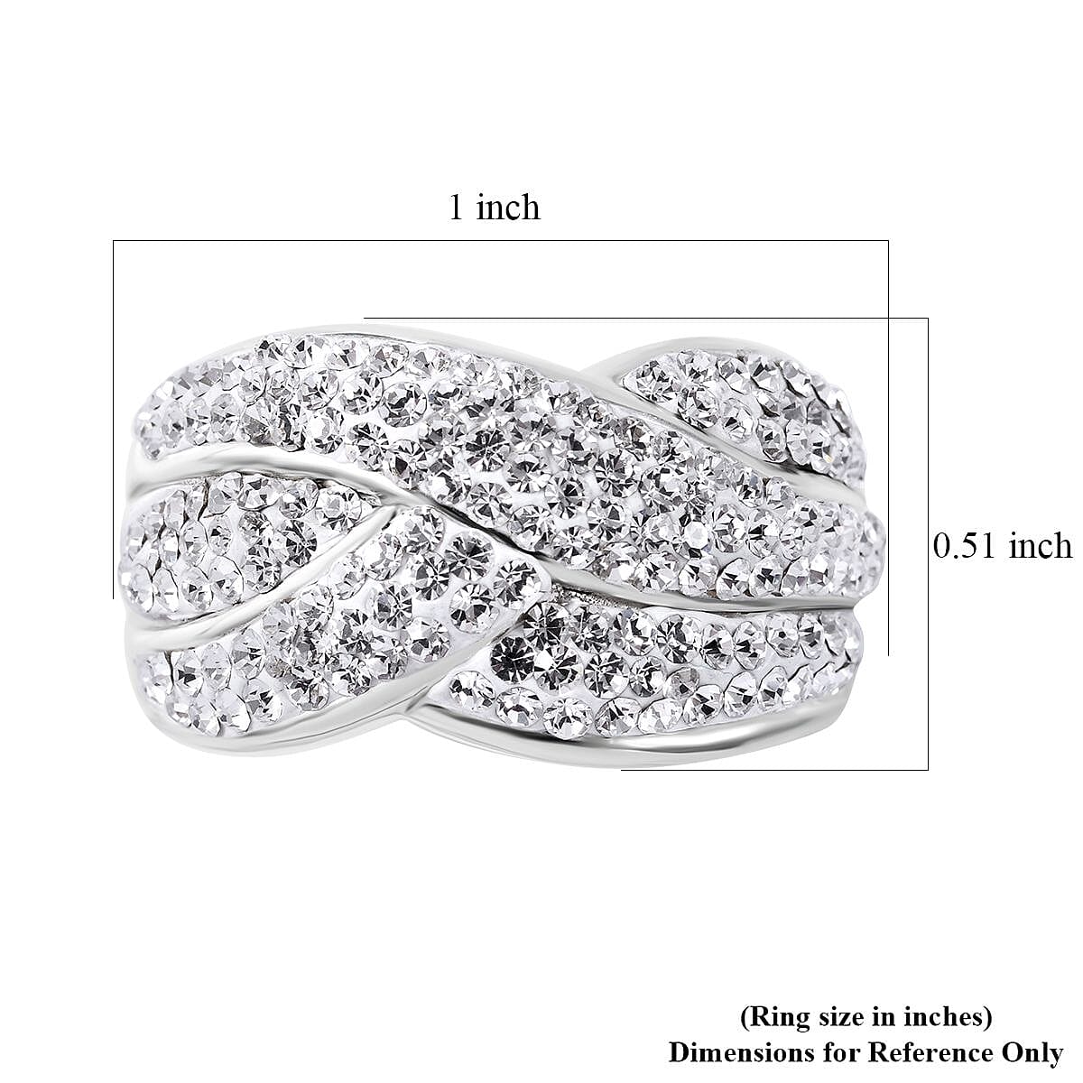 Austrian Crystal Overbridge Ring in Sterling Silver (Size 11.0)