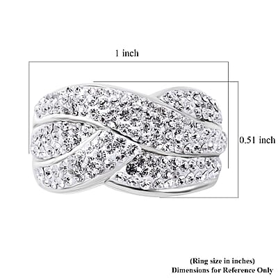 Austrian Crystal Overbridge Ring in Sterling Silver (Size 11.0)