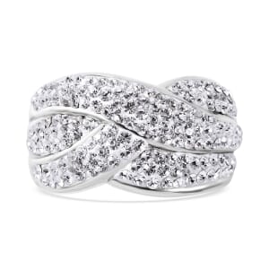 Austrian Crystal Overbridge Ring in Sterling Silver (Size 8.0)