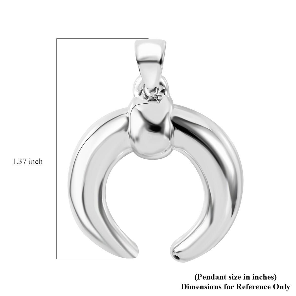 Sterling Silver Crescent Moon Pendant without Chain 4.50 Grams