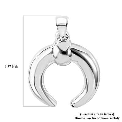 Sterling Silver Crescent Moon Pendant without Chain 4.50 Grams