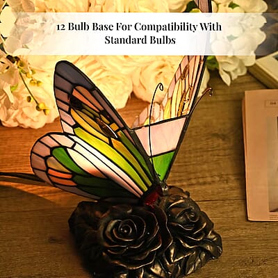 Resin Tiffany Style Butterfly LED Table Lamp (E12 Bulb Not Included)