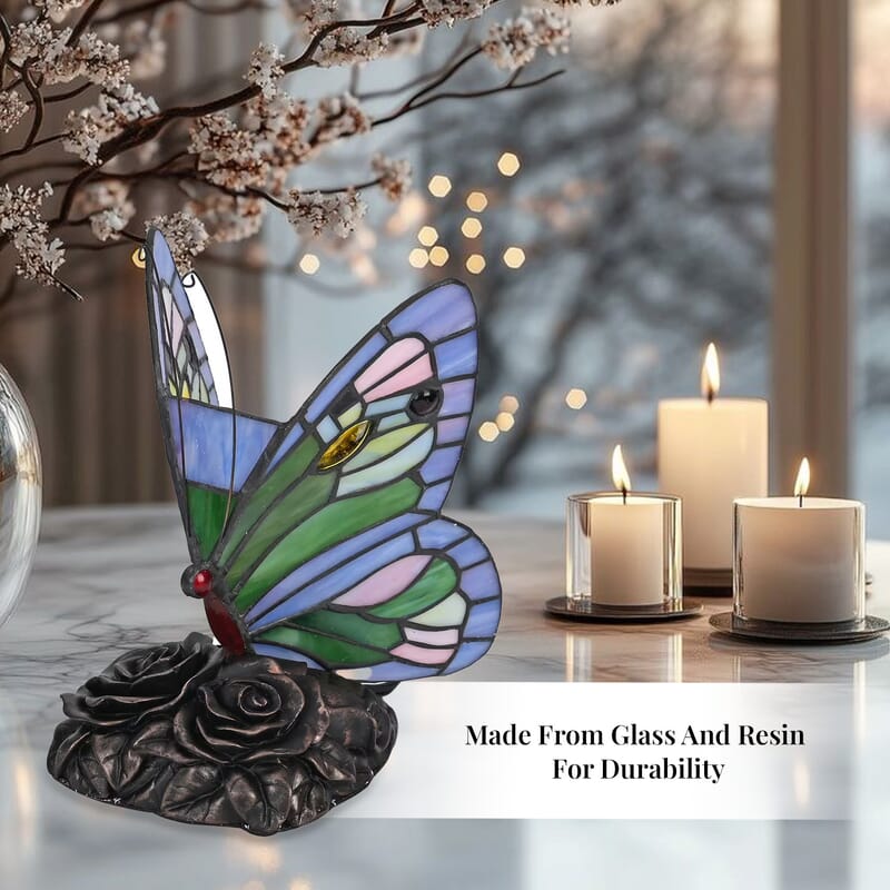 Resin Tiffany Style Butterfly LED Table Lamp (E12 Bulb Not Included)