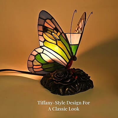 Resin Tiffany Style Butterfly LED Table Lamp (E12 Bulb Not Included)