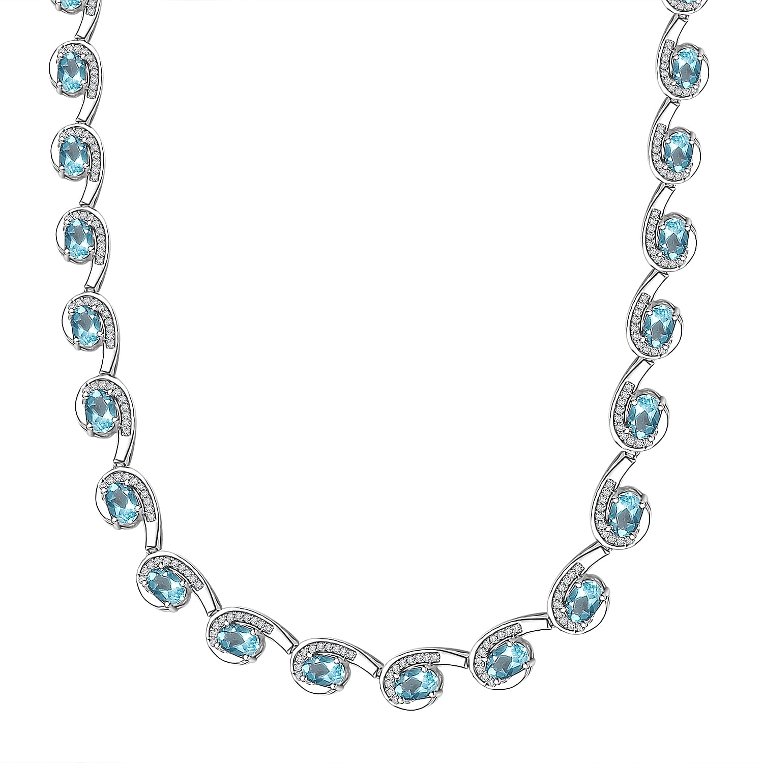 D'Joy Betroka Blue Apatite and Moissanite 13.25 ctw Necklace in Rhodium Over Sterling Silver 18 Inches
