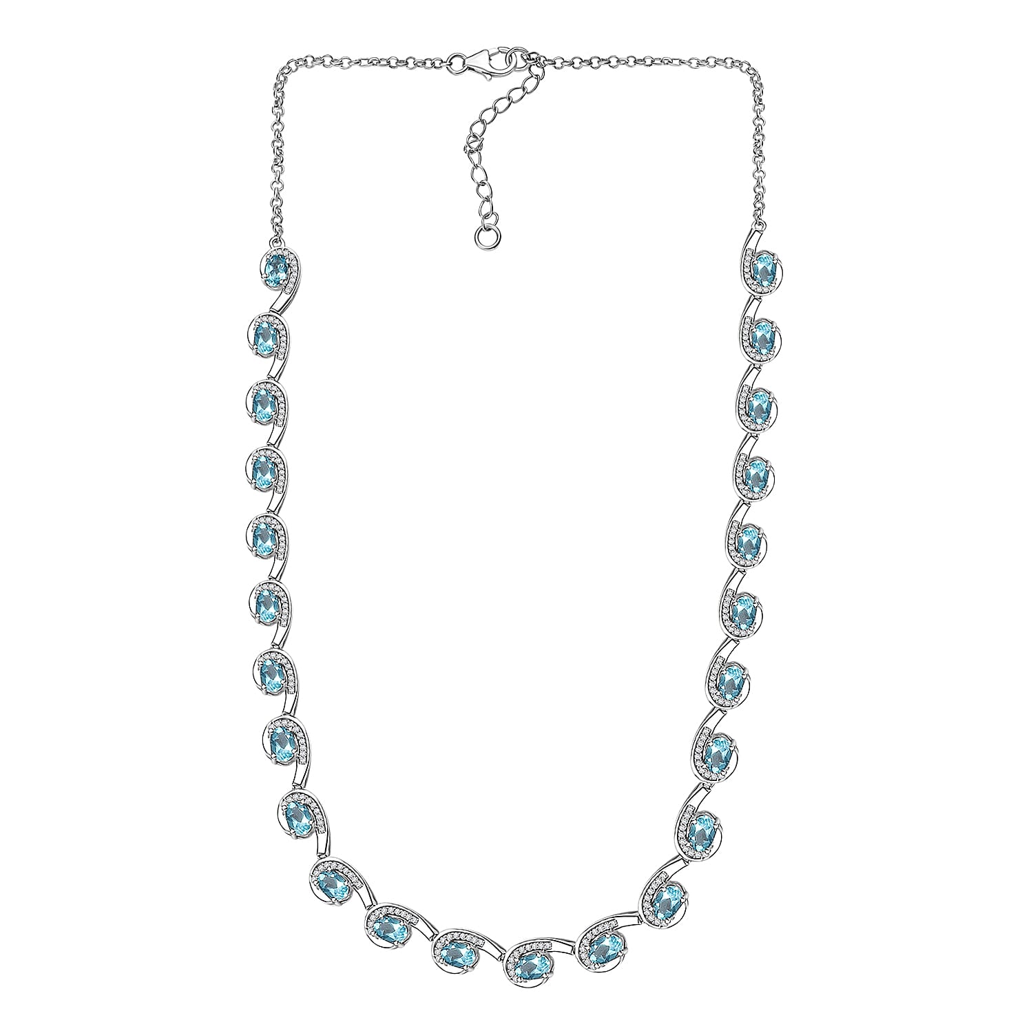 D'Joy Betroka Blue Apatite and Moissanite 13.25 ctw Necklace in Rhodium Over Sterling Silver 18 Inches